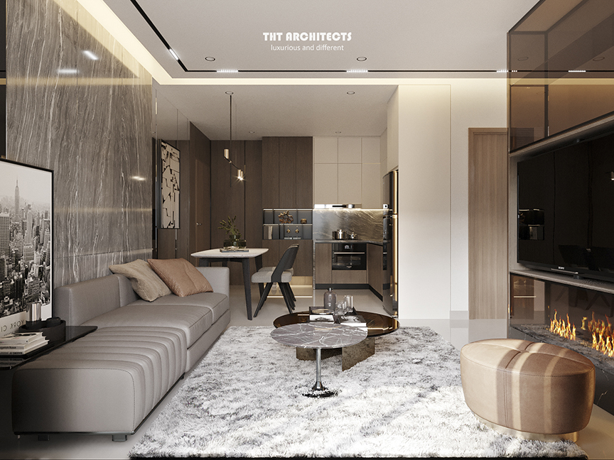 tht architects - Chung cư Vinhome Grand Park - phòng khách bếp 06